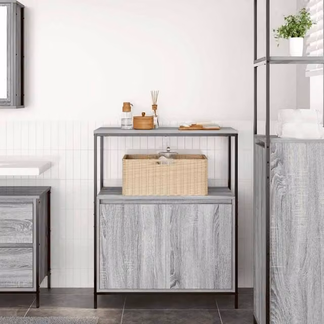 Berkfield Home Grey Sonoma Bathroom Cabinet with Internal Shelves, W/D/H: 76.5 x 35 x 95 cm – 1