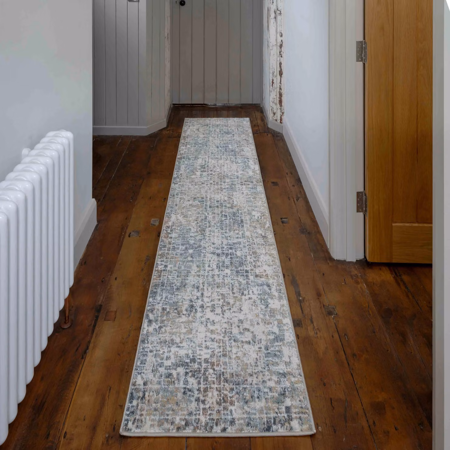 Kukoon Mid Blue and Grey Abstract Mosaic Pattern Soft Dense Pile Living Room Area Rug, W: 120 cm, L: 170 cm – 2