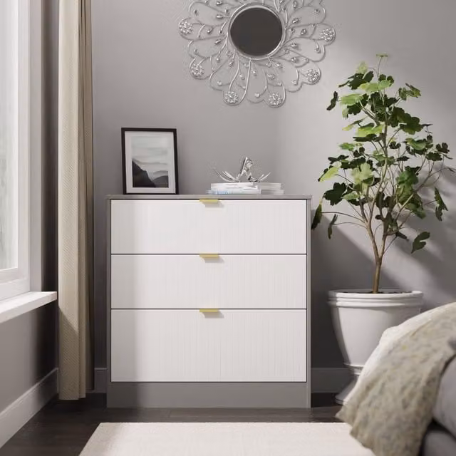 Ready Assembled 2 U Denver 3 Drawer Deep Chest in Mid Grey – 1