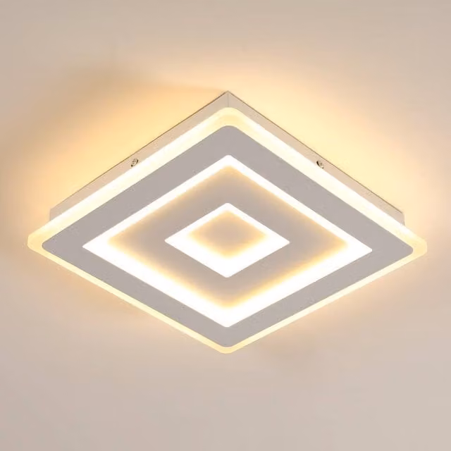 Pheashine White Square LED Ceiling Light, 36W, 3000K Warm White, Acrylic Fixture – 1