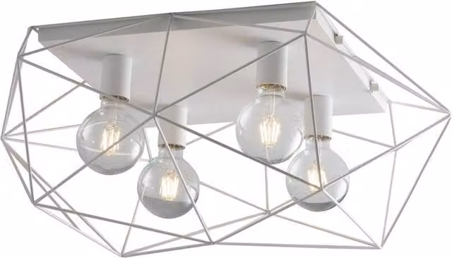 Netlighting Abraxas Globe Cage Semi Flush Ceiling Light in White with E27 Socket