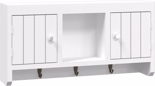 Berkfield Home White Wall Mounted Key Cabinet with Internal Shelves and Open Shelf, W/D/H: 40 x 8.5 x 20 cm