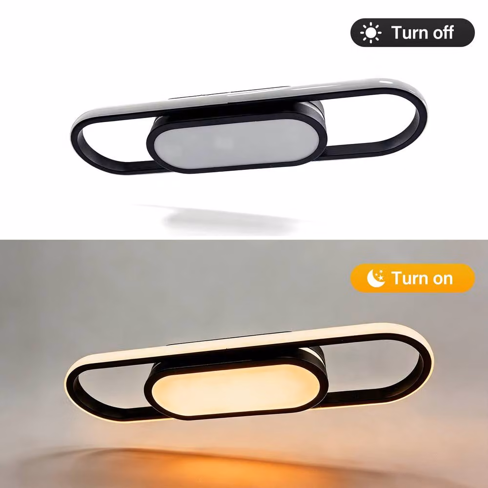 INMTFEI Modern Black Oval LED Ceiling Light, Dimmable and Adjustable Flush Mount Lamp – 2