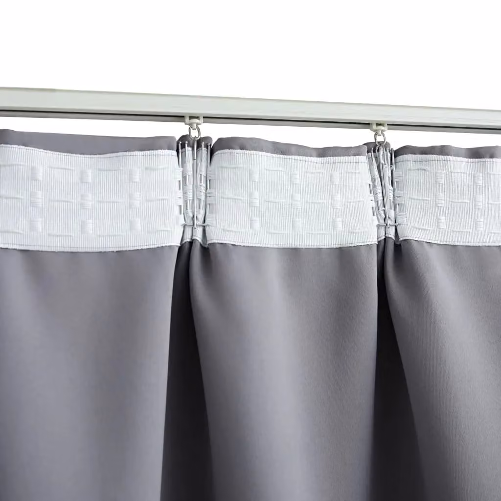 Berkfield Home Grey Blackout Curtain with Hooks W: 290 cm, H: 245 cm – 3