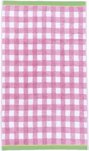 Land & Shore Gingham Cotton Terry Bath Towel, Purple and Green Multicolour