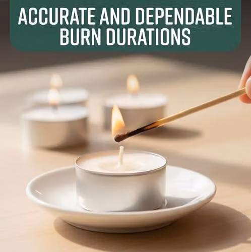 Globrite Unscented White Tea Light Candles, 4 Hour Burn Time, Pack of 50 – 3