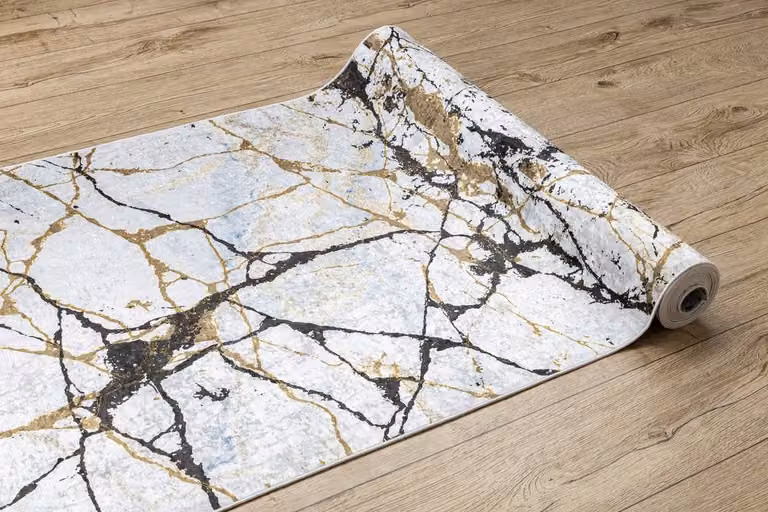 RugsX Fitted Anti-Slip Rug in Beige and Multicolour, W x D: 200 x 200 cm