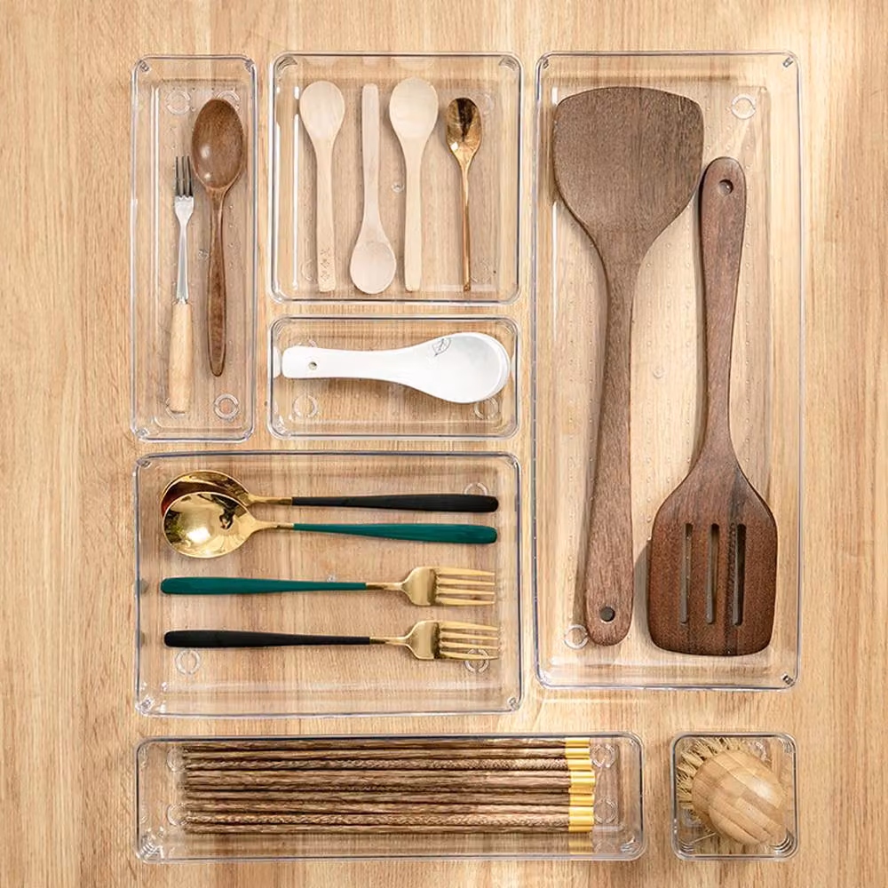 ExtraStar Compact Nestable Clear Acrylic Drawer Organizer Set with Dividers – 2