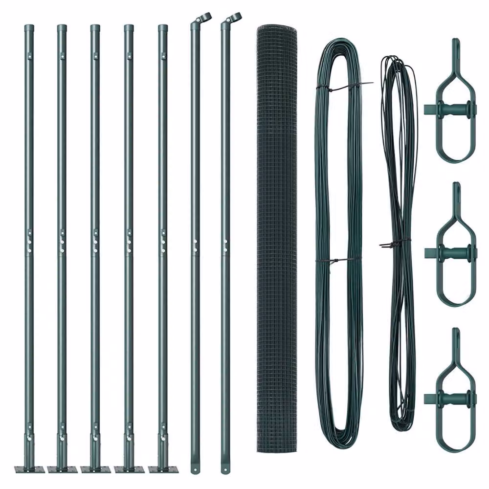 Berkfield Home Green Galvanised Steel Round Mesh Fence Post Set of 2 – 2
