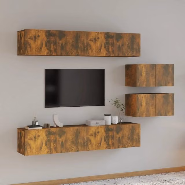 Berkfield Home 4 Piece Smoked Oak TV Cabinet Set in Brown