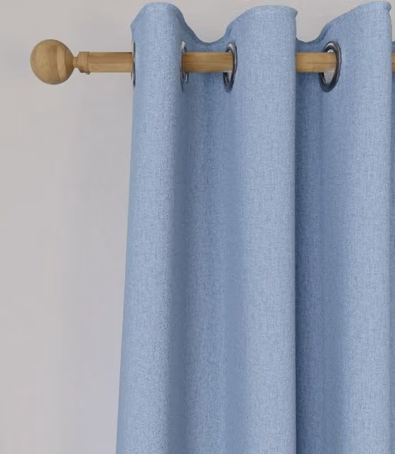 M&S Blue Brushed Eyelet Blackout Thermal Curtains H: 137 cm, W: 168 cm