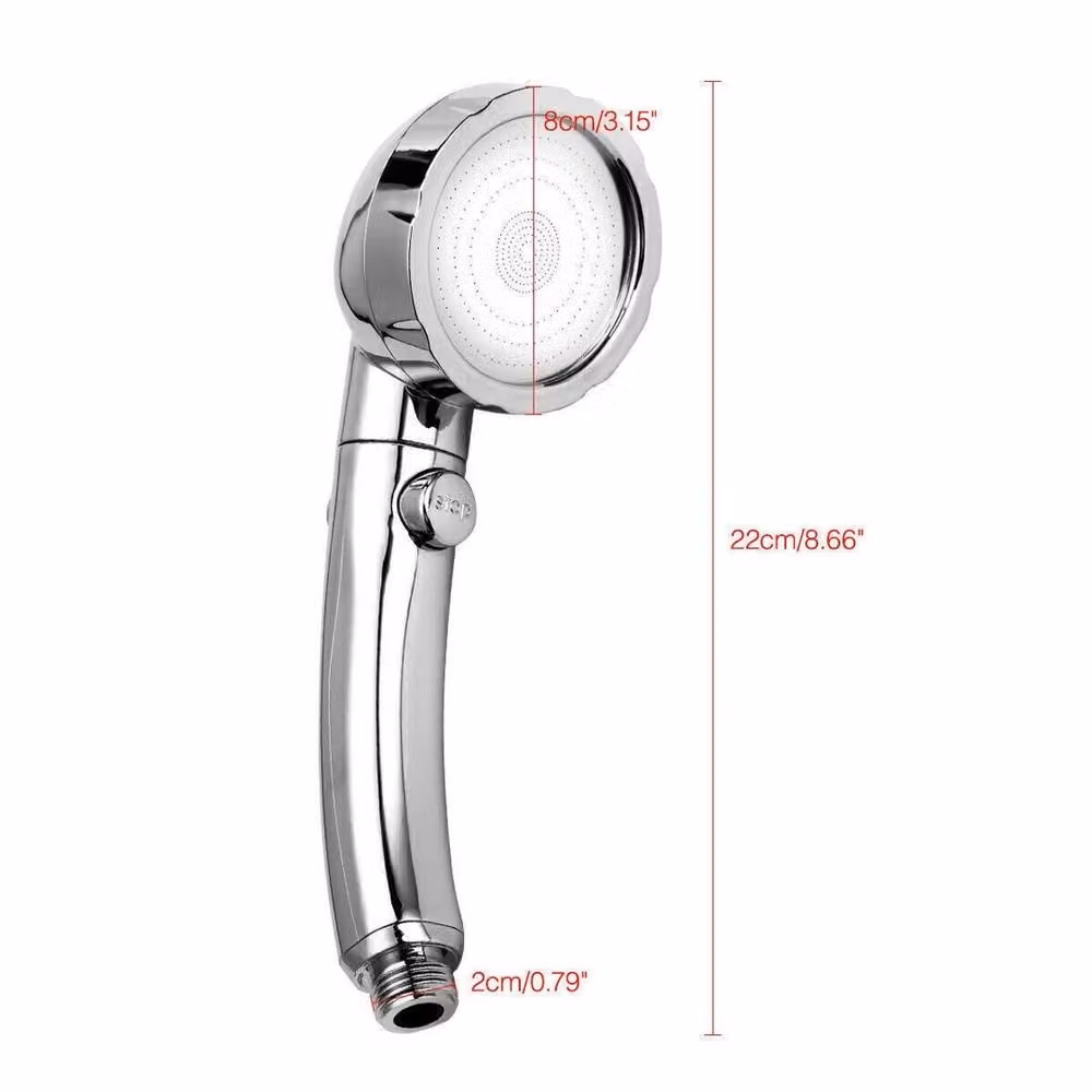 VOGREX 3-Mode Water Saving Shower Head with Massage and Rain Settings in Chrome and Silver – 2