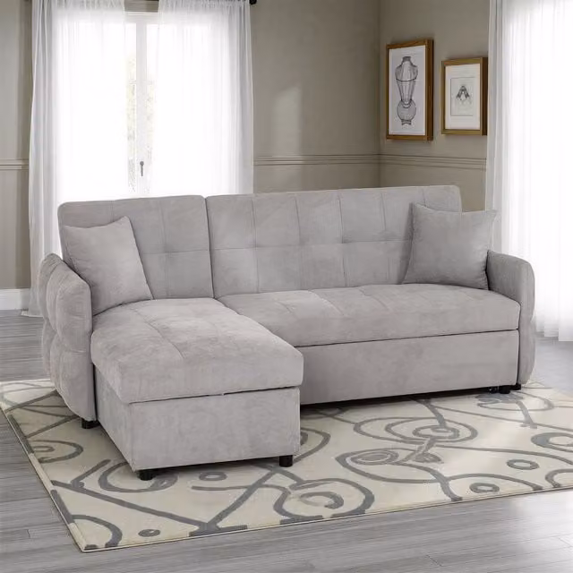 Seconique Chelsea L-Shape Corner Sofa Bed in Silver Grey Fabric