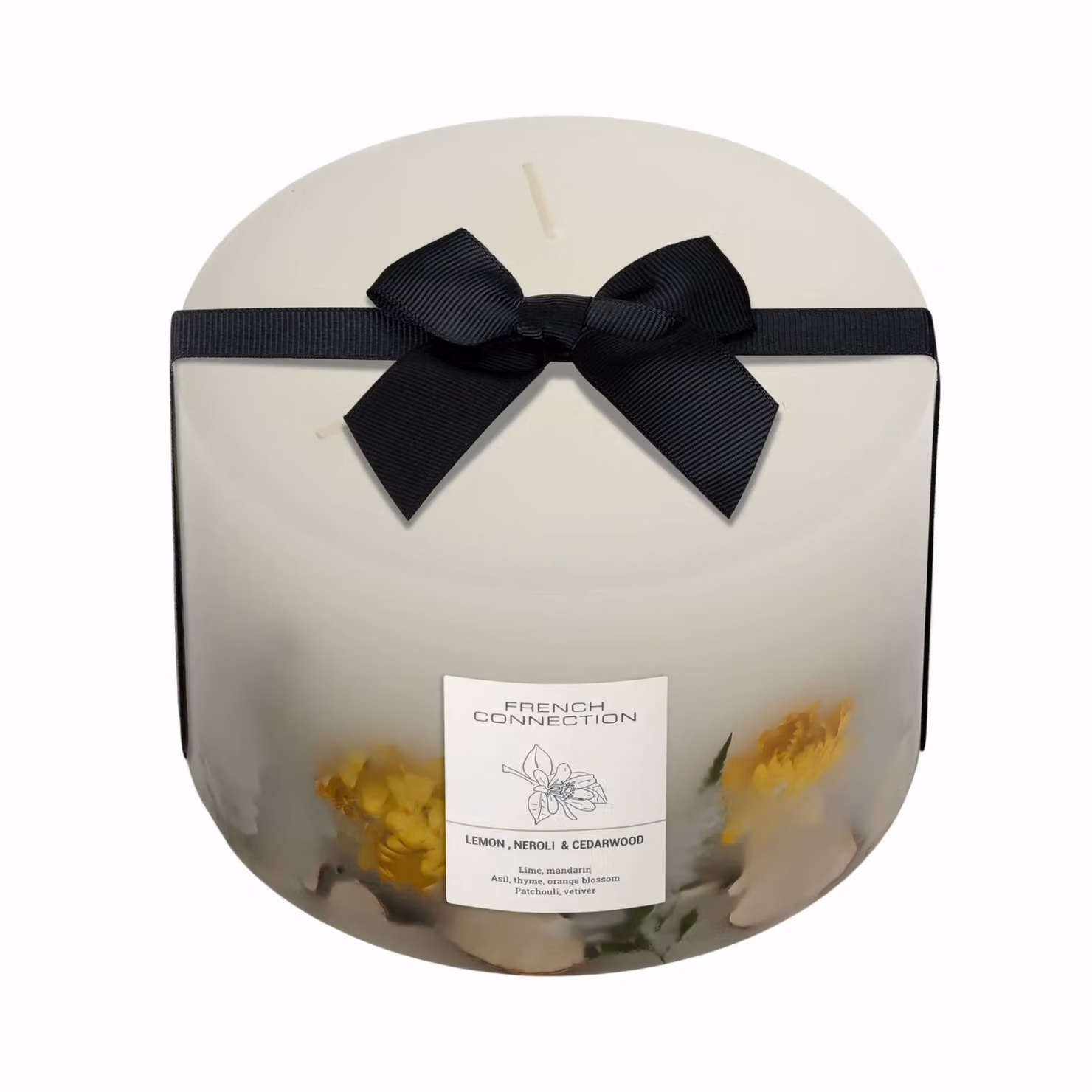 French Connection Botanical Infused Lemon Neroli & Cedarwood Pillar Candle in White – 2
