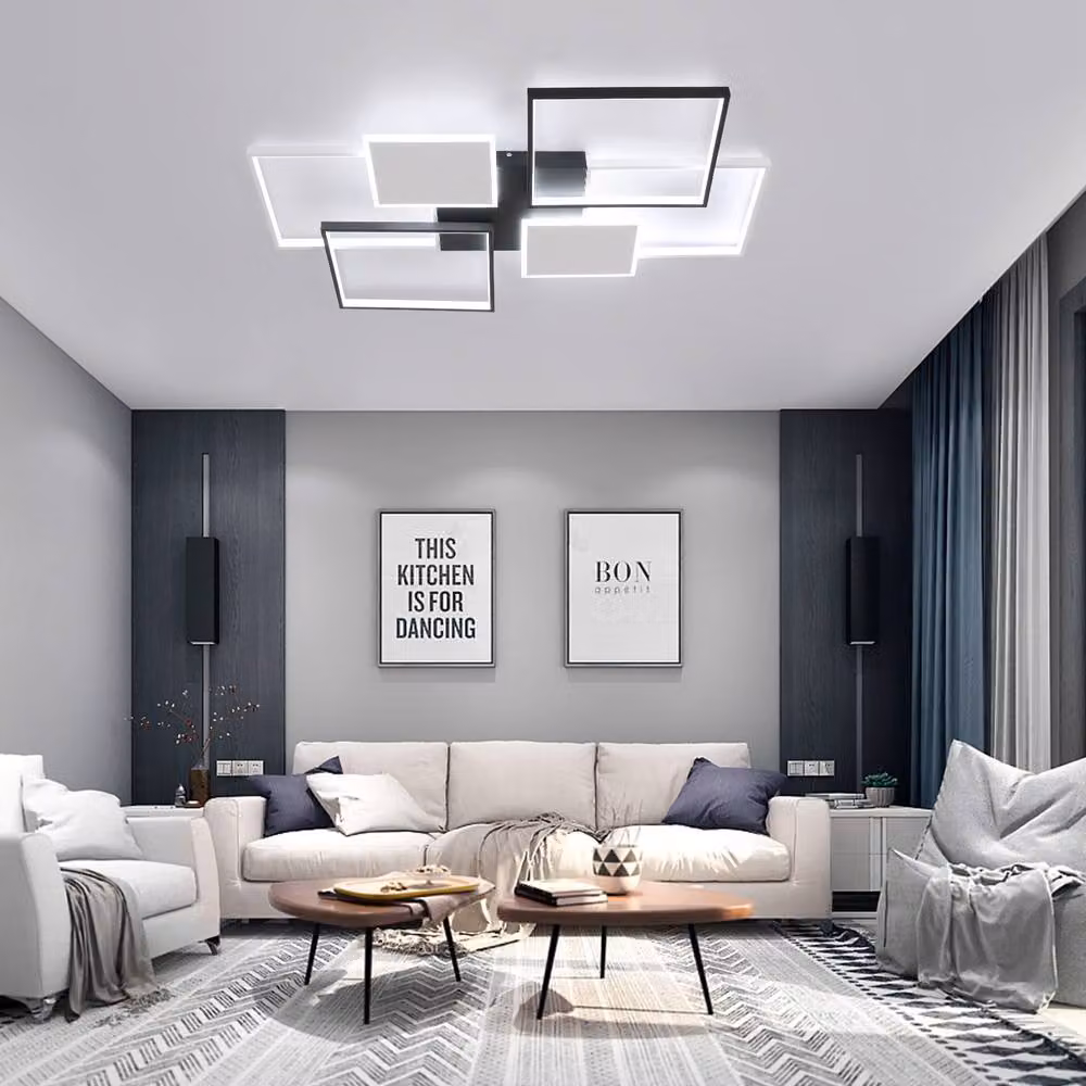 COMELY Modern Rectangular LED Ceiling Light, 72W Dimmable, Black – 2