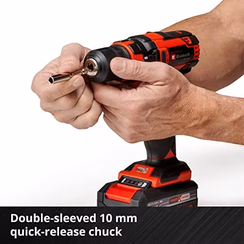 Einhell Power X-Change 18V Cordless Drill with Battery and Charger, Black and Red, 35Nm – 5