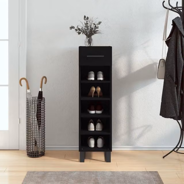 Berkfield Home Industrial Black Wall Mounted Shoe Cabinet W/D/H: 30 x 35 x 105 cm – 1