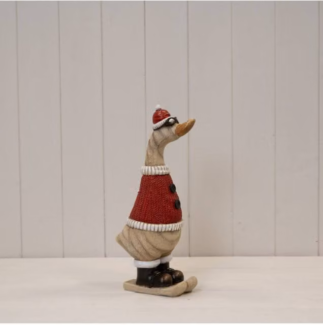 KDMD Red Polyresin Duck with Goggles Tabletop Ornament