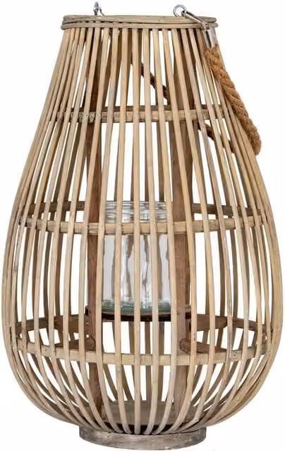 Hill Interiors Ellipse Wicker Lantern in Brown, W/D/H: 33 x 33 x 52 cm