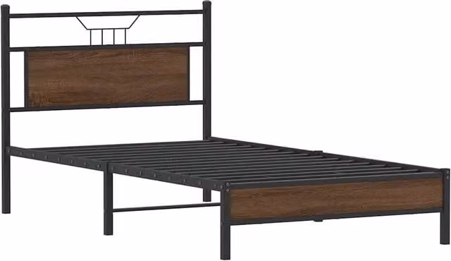 Berkfield Home Decorative Bed Frame in Brown Oak W/D/H: 107 x 203 x 91.5 cm – 1