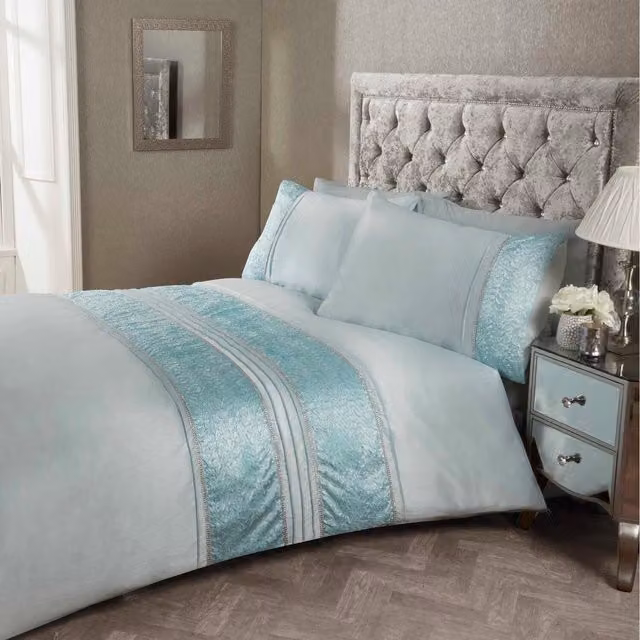 Rapport Home Aurora Floral Polycotton Duvet Set with Pillowcase in Duck Egg Blue