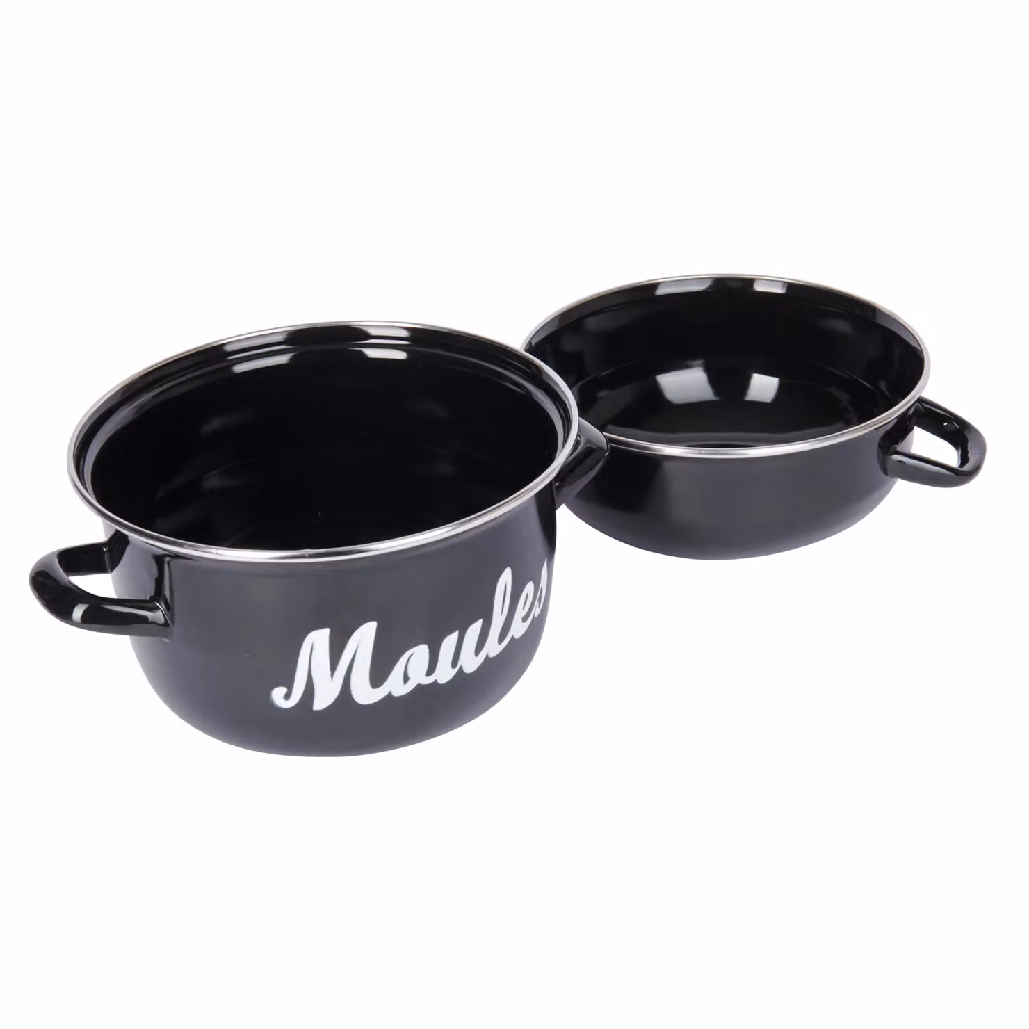 KitchenCraft World of Flavours Enamel Mussel Pot in Black or Grey, Diameter: 18 cm – 8