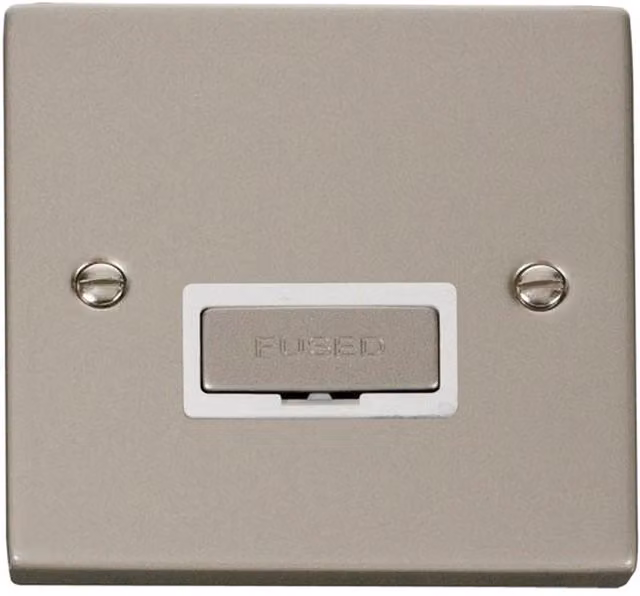 SE HOME Pearl Nickel 13A Fused Ingot Connection Unit in White