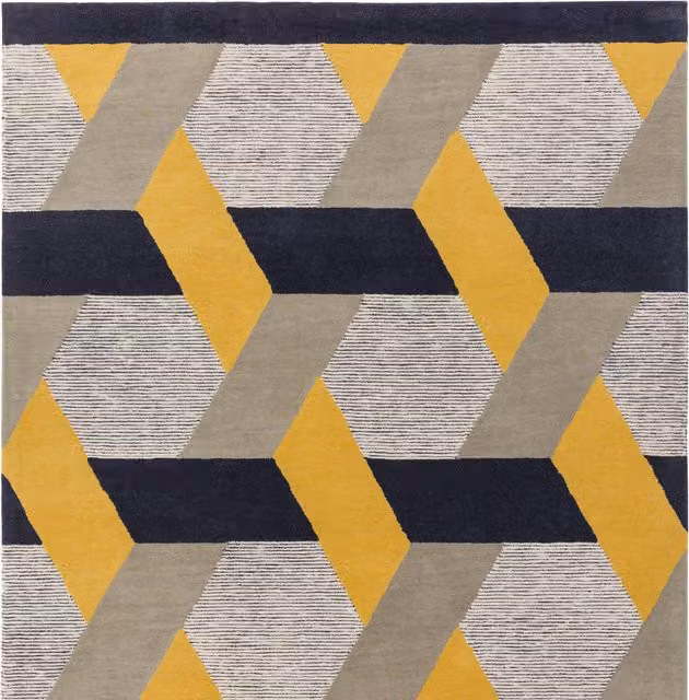 Asiatic Carpets Camden Geometric Wool and Viscose Area Rug in Gold and Grey, W: 200 cm, D: 300 cm
