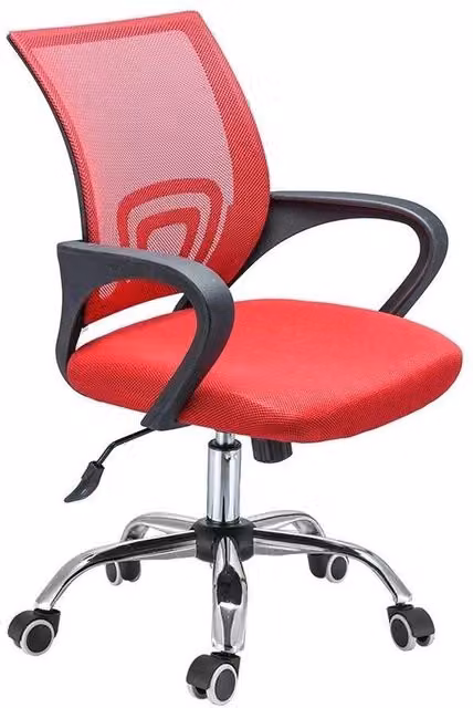 FLAVORA Red Ergonomic Swivel Mesh Office Chair with Armrests and Weight Adjustment
