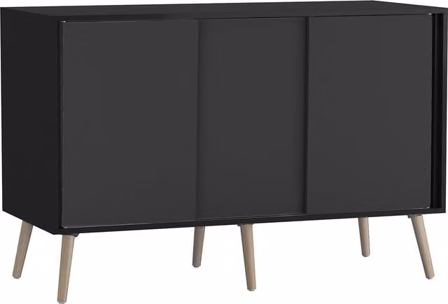 URBNLIVING Mix And Match Modern Sliding Sideboard in Black and White