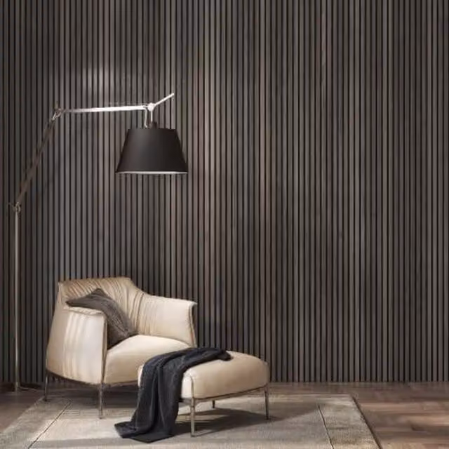 Cheshire Mouldings WPKT11 Acoustic Wall Panel in Smoked Oak, Brown Wood Look, W: 60.5 cm, H: 240 cm, D: 2.2 cm