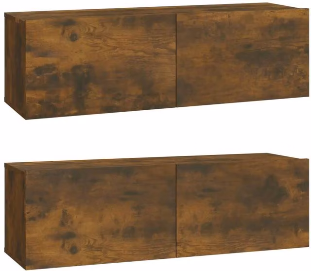 Berkfield Home Set of 2 Wall Mounted TV Cabinets in Smoked Oak Brown, W/D/H: 100 x 30 x 30 cm