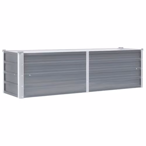 vidaXL Grey Galvanised Steel Raised Bed for Vegetable, Herb or Ornamental Gardens W: 160 cm, D: 40 cm, H: 45 cm