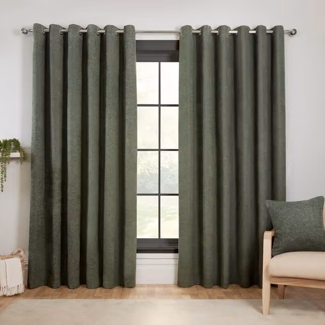 Divante Green Blackout Eyelet Fabric Curtain Panel