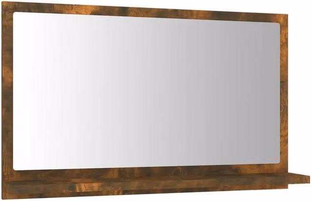 Berkfield Home Rectangular Wall Mirror in Smoked Oak Brown, W: 37 cm, H: 60 cm, D: 10.5 cm
