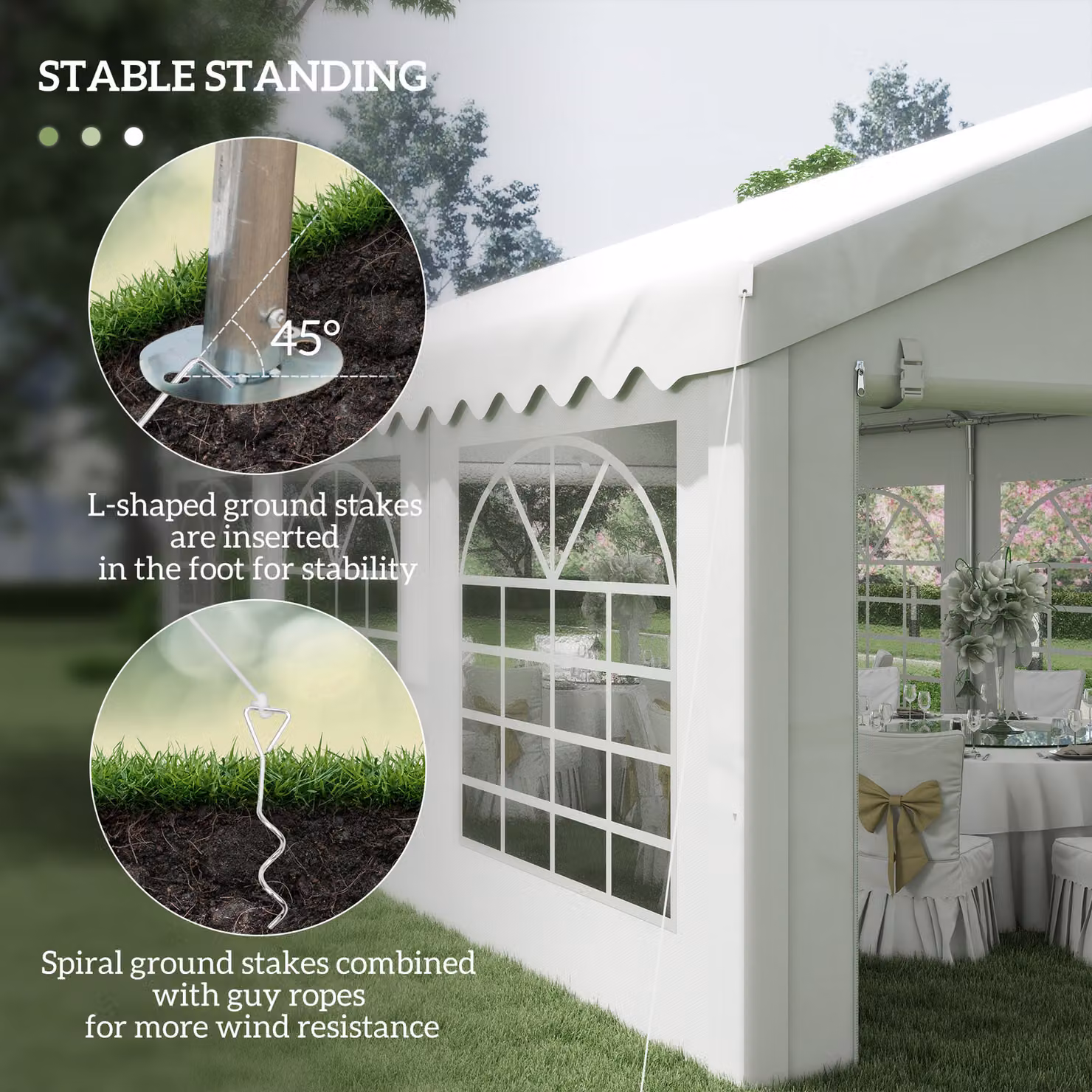 Outsunny White Wedding Tent and Portable Carport Shelter with Removable Sidewalls, Doors and Windows, W: 6 m, D: 4 m, H: 2.8 m – 5