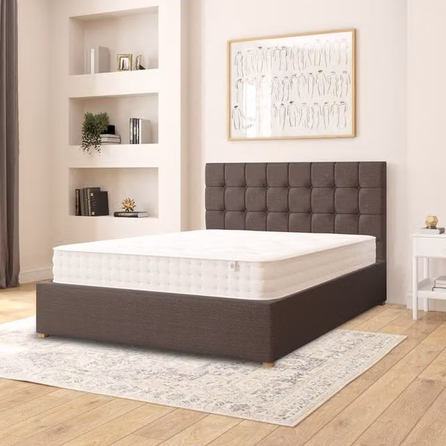 Aspire Sinatra Upholstered Fabric Ottoman Storage Bed in Grey, W/D/H: 180 x 200 cm