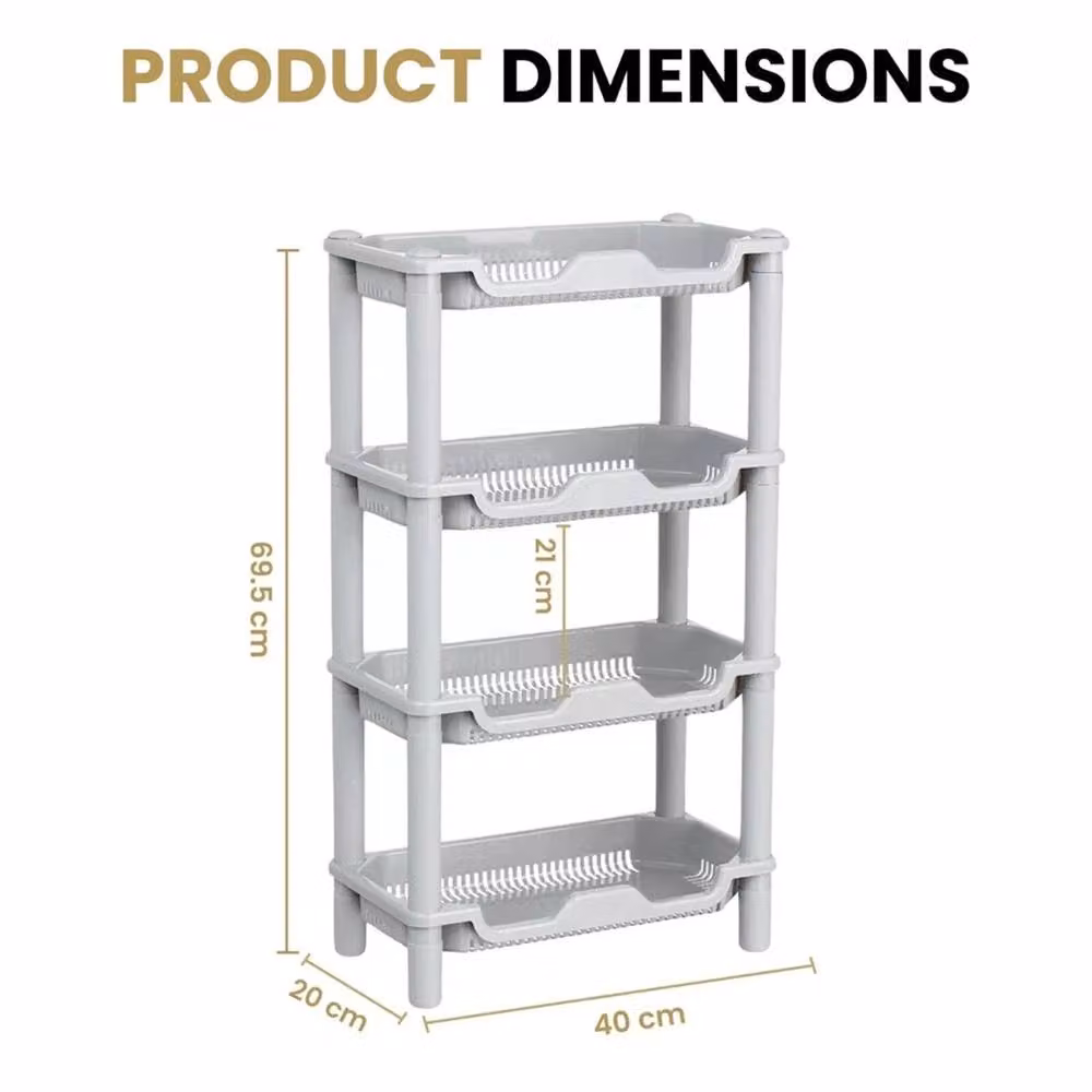 VOGREX 4 Tier Corner Shower Caddy and Bathroom Storage Rack Organizer in Grey – 2