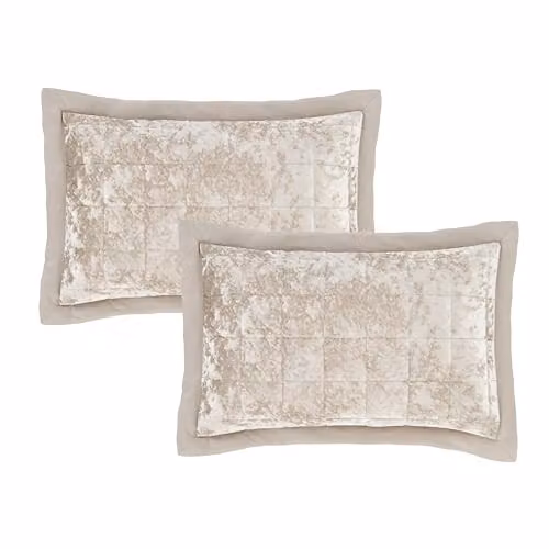 Catherine Lansfield Crushed Velvet Pillowsham Pair in Beige – 3
