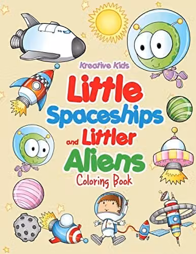 Kreative Kids Little Spaceships and Littler Aliens Colouring Book for Children, Multicolour