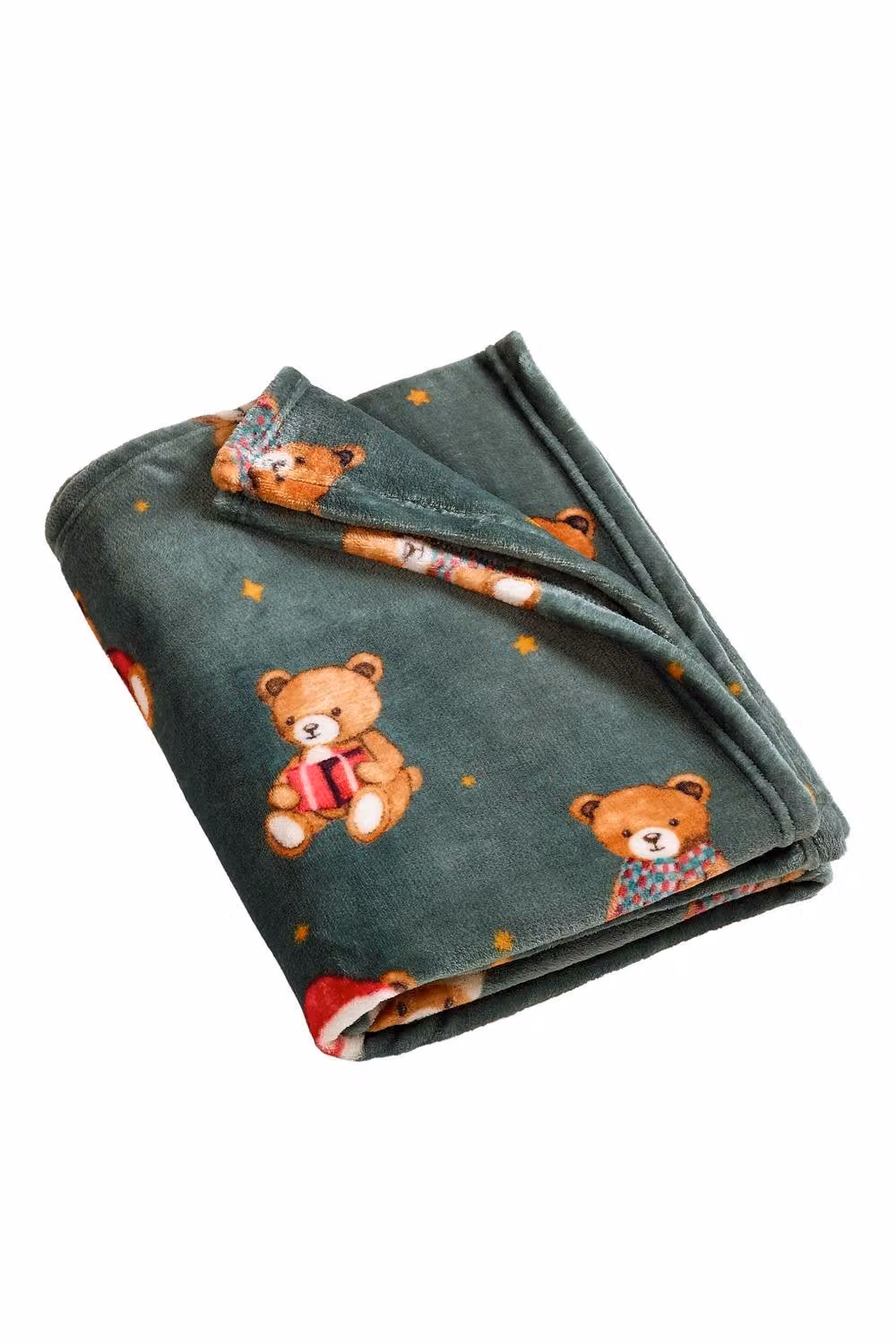 Catherine Lansfield Christmas Tartan Teddy Bear Fleece Cosy Throw Blanket in Green, W/D/H: 130 x 170 cm – 4