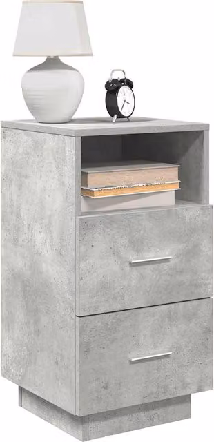 Berkfield Home Set of 2 Bedside Cabinets with 2 Drawers in Concrete Grey, W/D/H: 36 x 36 x 68 cm