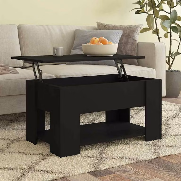 Berkfield Home Modern Black Coffee Table with Lift Mechanism, W/D/H: 79 x 49 x 41 cm