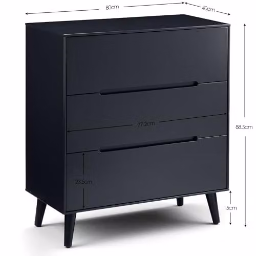 Julian Bowen Alicia 3 Drawer Chest in Anthracite or Black – 4