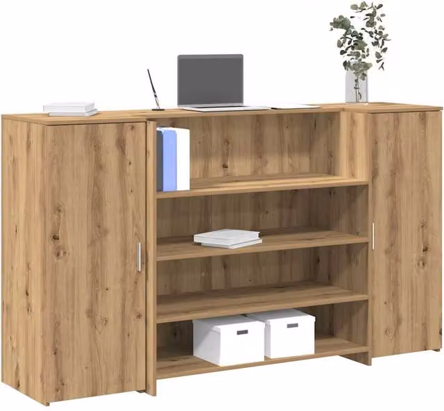 Berkfield Home Artisan Oak Reception Desk in Brown, W/D/H: 180 x 50 x 103.5 cm – 1