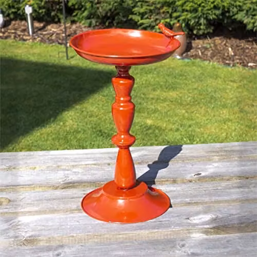 St Helens Home & Garden Red Metal Ornamental Pedestal Bird Bath, W/D/H: 21 x 23 x 37 cm – 1