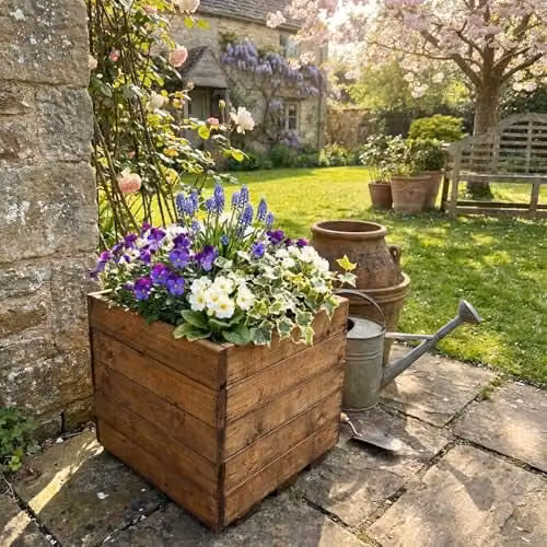 Charles Taylor Berwick Large Open Planter Tub in Brown, W: 39.0 cm, D: 37.0 cm, H: 39.0 cm