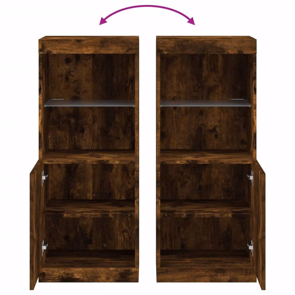 Berkfield Home Smoked Oak Sideboard with Integrated LED Lights in Brown, W/D/H: 41 x 37 x 100 cm – 6