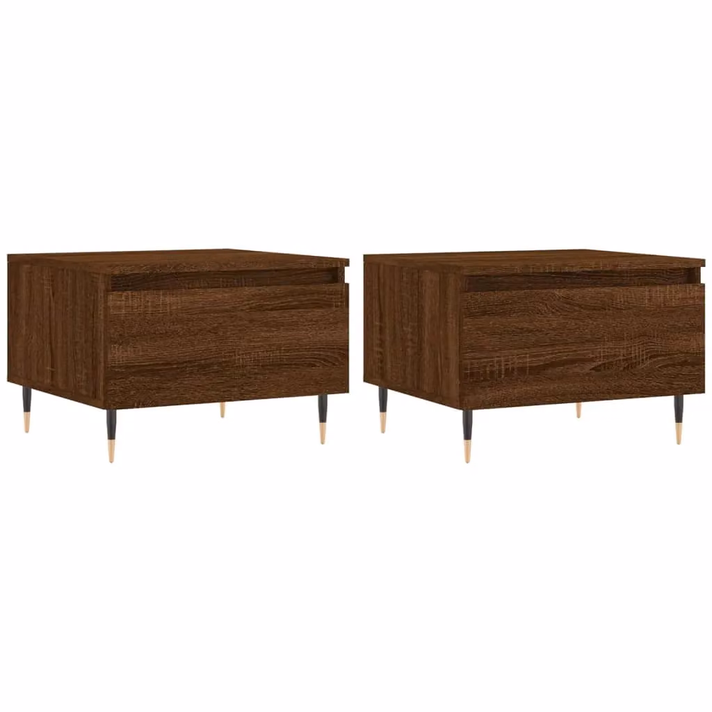 Berkfield Home Set of 2 Modern Brown Oak Coffee Tables, W/D/H: 50 x 46 x 35 cm – 1