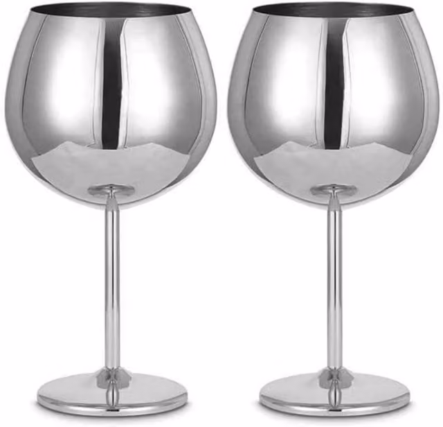 Homiu Stainless Steel Gin Tumbler Glasses, Grey, 700 ml, 2 Pack